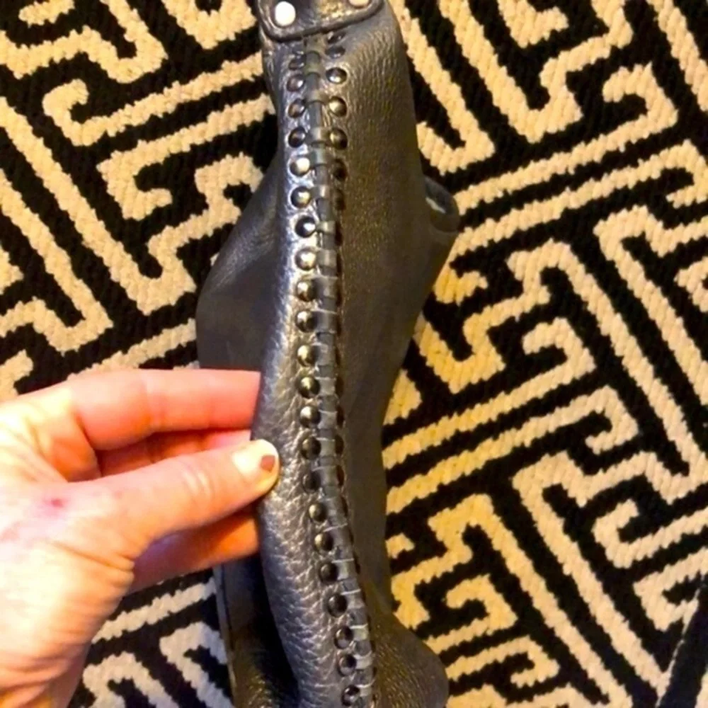 Carlos Falchi Gray Metallic Leather Hobo Purse